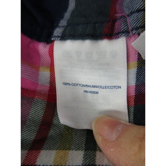 Lands End Top 10P Petites Flannel 1/2 Button Up Shirt Band Collar - Picture 10 of 11